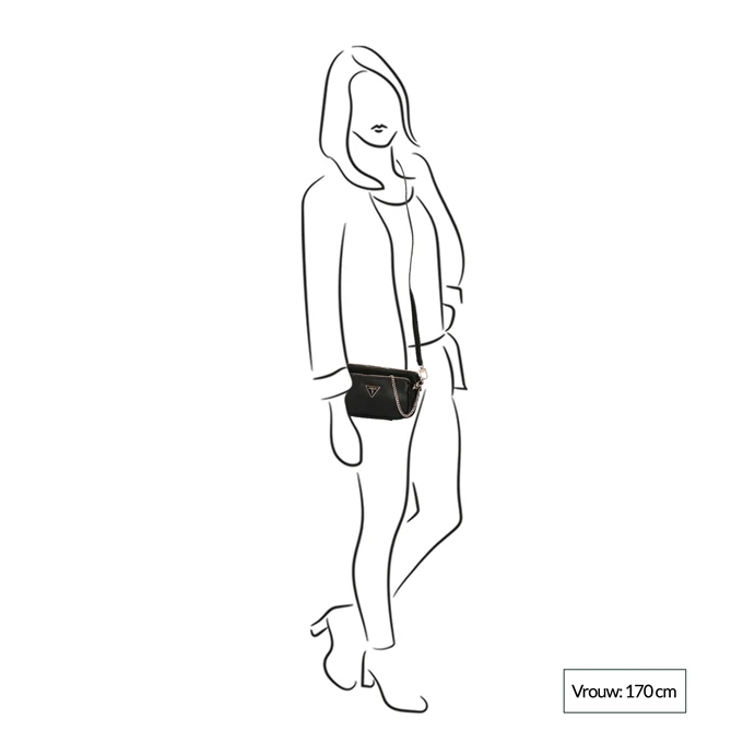 Guess Noelle Dbl Pouch Crossbody Black 4 Guess Noelle Dbl Pouch Crossbody Black - Afbeelding 2