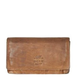 Bear Design Cow Lavato Dames Portemonnee 12cc Cognac
